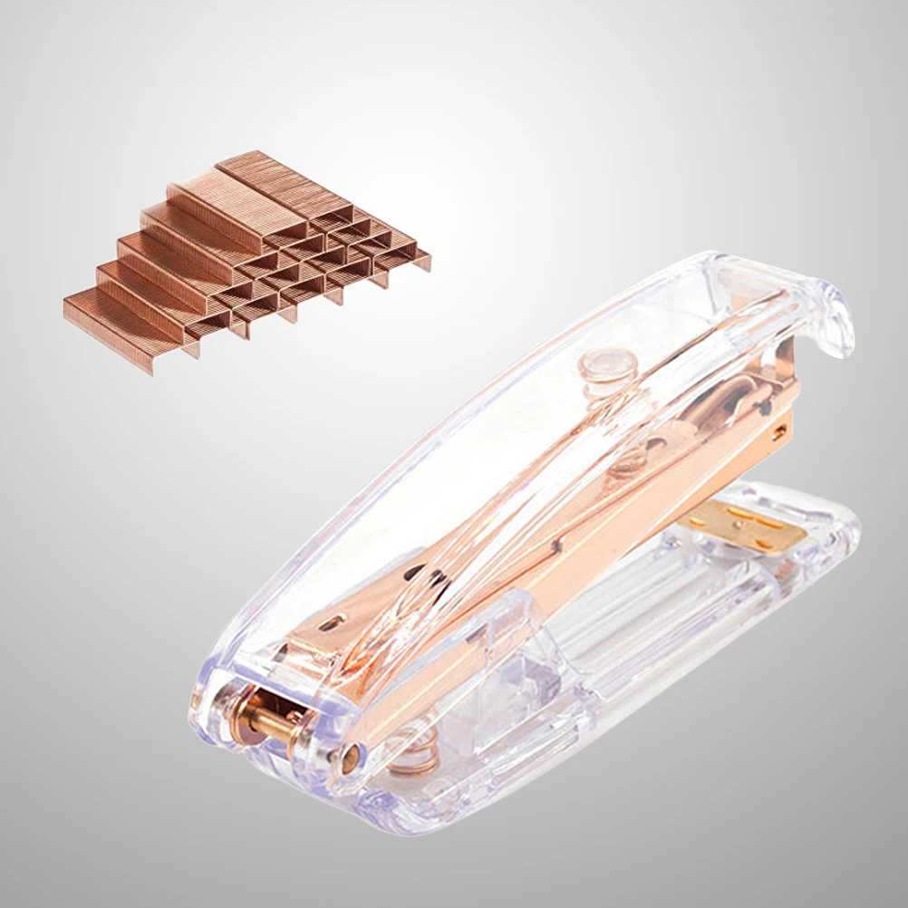 

Rose Gold Stapler Elegant Design Shiny Edges Desk Home Office Manual Modern Great Gift School Student College Use Paper