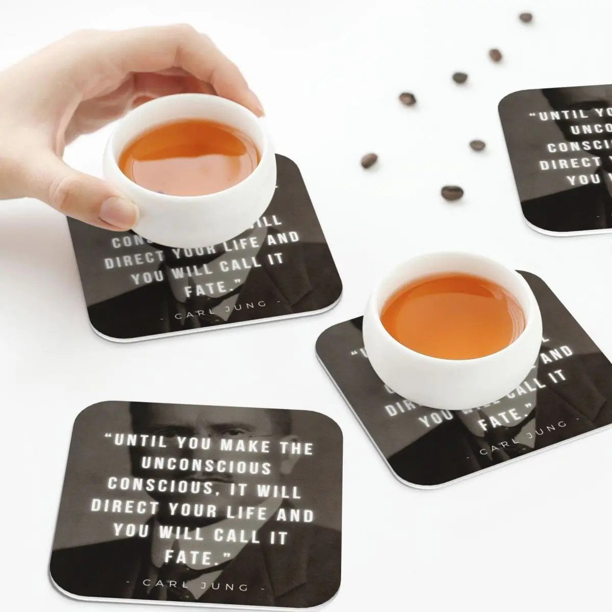 

Until You Make The Unconscious Conscious Coasters Leather Placemats Insulation Coffee Mats For Home Kitchen Dining Pads Set of 4