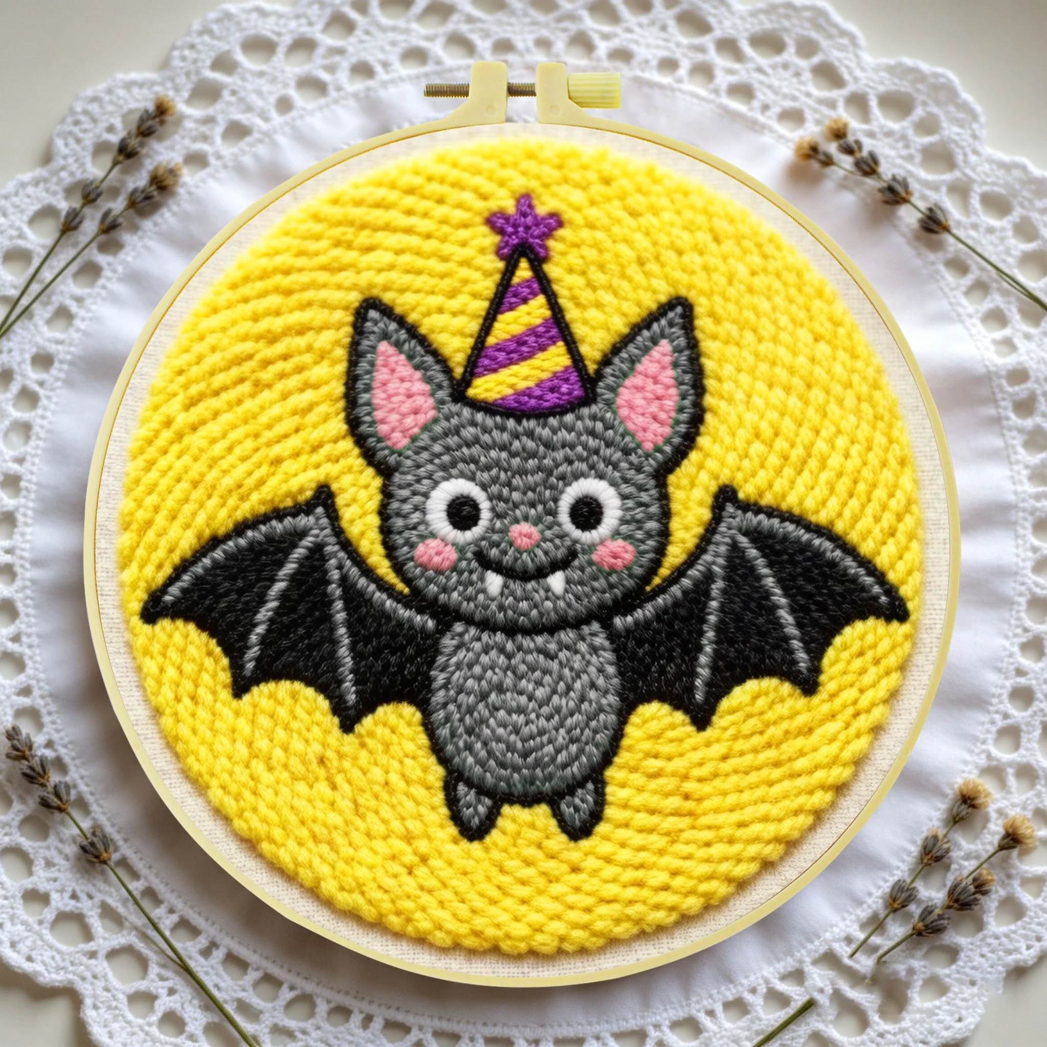 Anfänger-Halloween-Punch-Needle-Stickerei-Set 20x20cm 1 Stück Entspannendes Grusel-Geist-Kürbis-DIY-Set für Süßes oder Saures Partydekoration – Detail 4