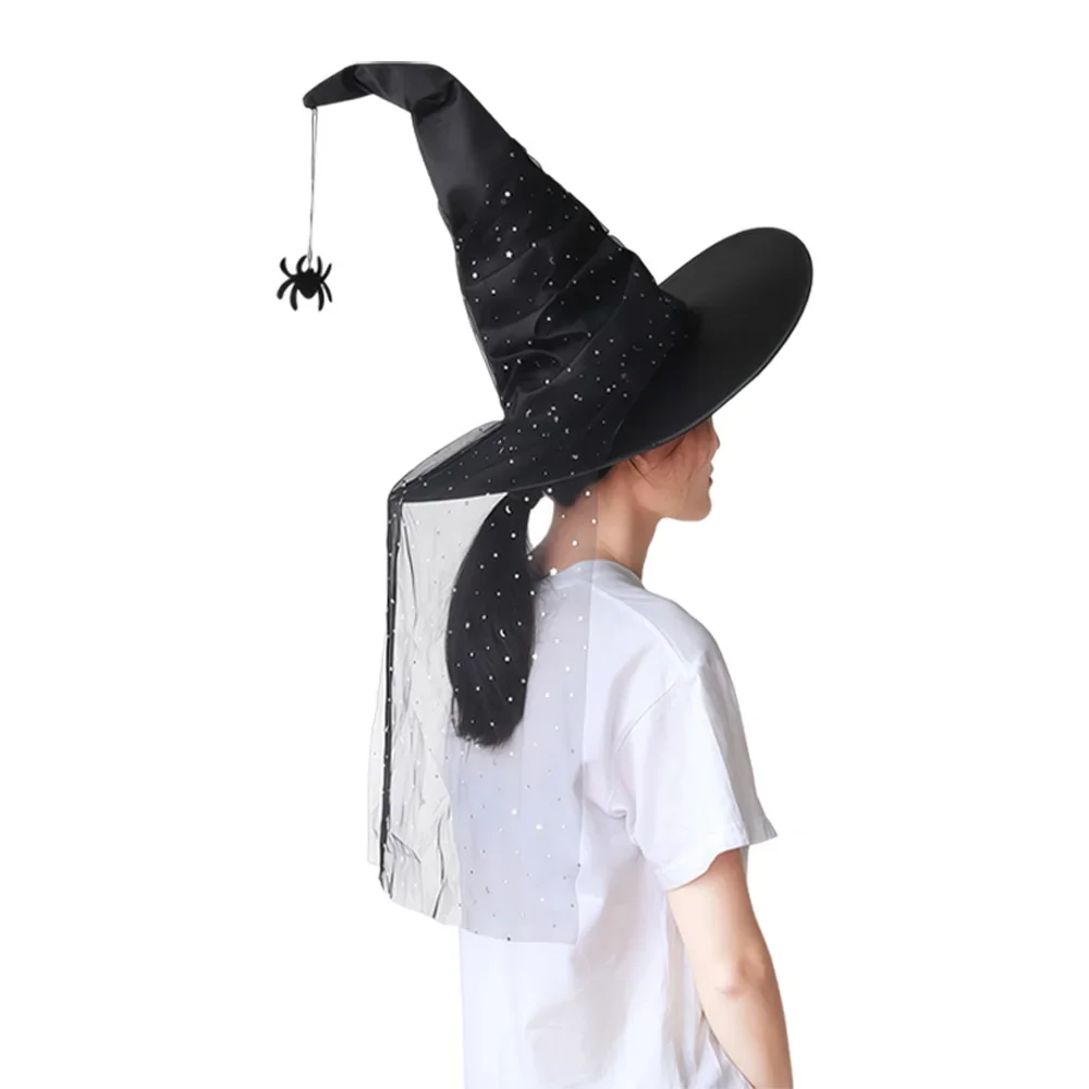 Хэллоуинская шляпа ведьмы игрушка для детей |    Черная шляпа волшебника с кисточками |   Украшение вечеринки, аксессуары для косплея, товары для детской вечеринки
