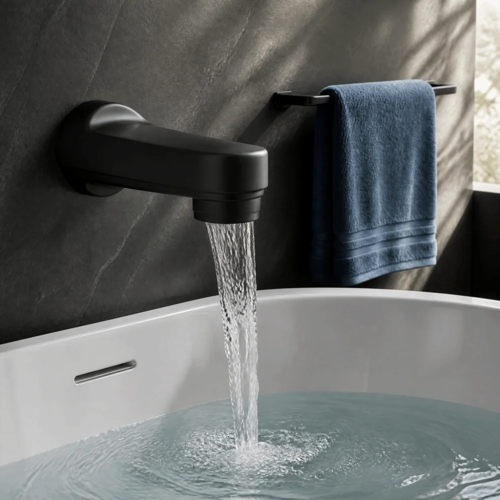 5‑1/4 Inch Bathtub Spout Pull‑Down Style Rust‑Proof Bathtub Spout With Diverter Solid Metal Simple To Install Tub Water Outlet