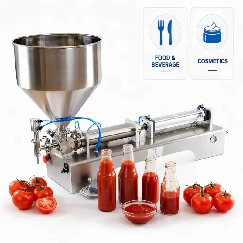 Semi Automatic Pneumatic Filling Machine High Precision ±0.5% SUS304 Stainless Steel for Liquid Cream Paste Filling Machines