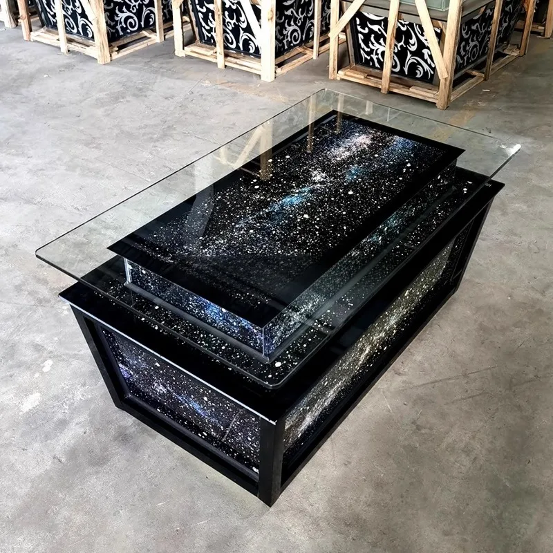 

Светящаяся стеклянная кофейная тумба, витрина из закаленного стекла для домашнего и салонного декора