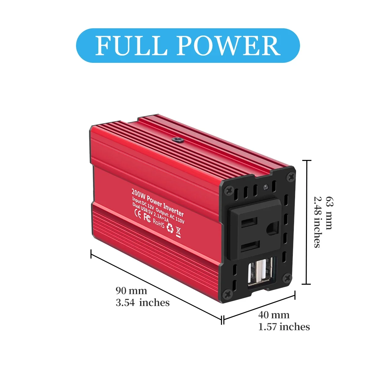 150W/300W 200W/400W  Car Power Inverter 12V DC To 110V 220V AC Car Converter with 2 USB Ports Car Adapter