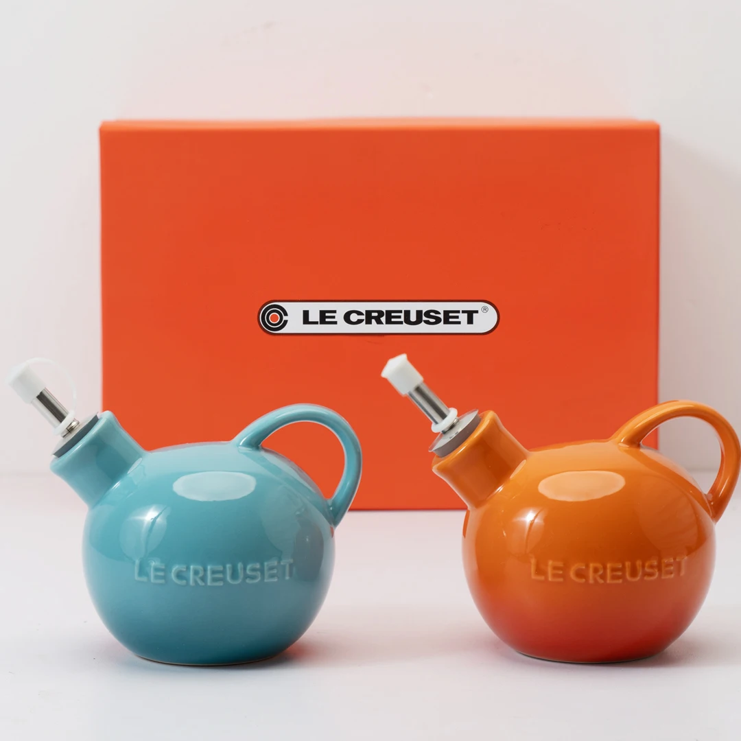 Le Creuset Ceramic Oil Bottle Underglaze Color Kitchen Sauce Vinegar Pot High End Gift Box Set Home Kitchen Storage Containers