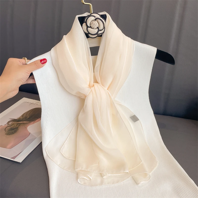 Fashion Chiffon Soft Solid Scarf Shawl Fashion Decorate Scarves Breathable Sun Protection Elegant Lady Versatile Bandana