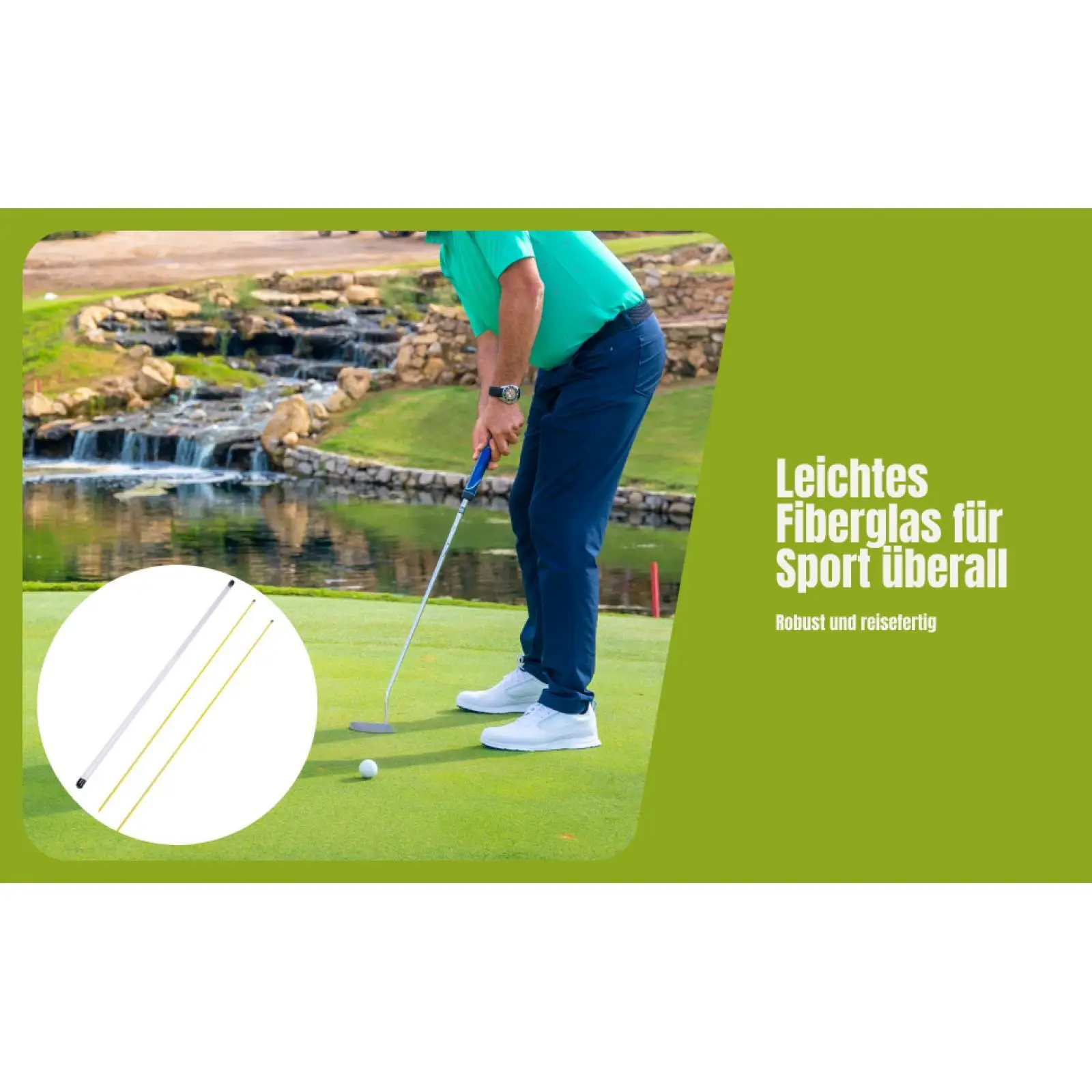 Golf Alignment Sticks Portable Fiberglass Swing Plane Trainer Direction Indicator for Golf Posture Correction Training