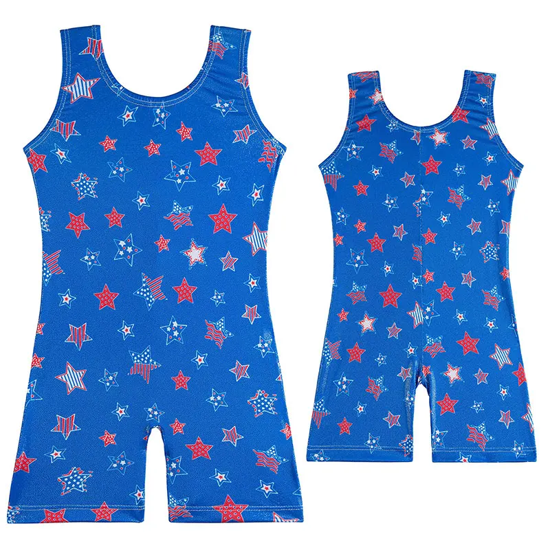 Mädchen-Gymnastik-Trikots für Kinder, bunte Muster, ärmellose Ballett-Trikots für Gymnastik, Tanz, Tank, Radfahren, Overalls