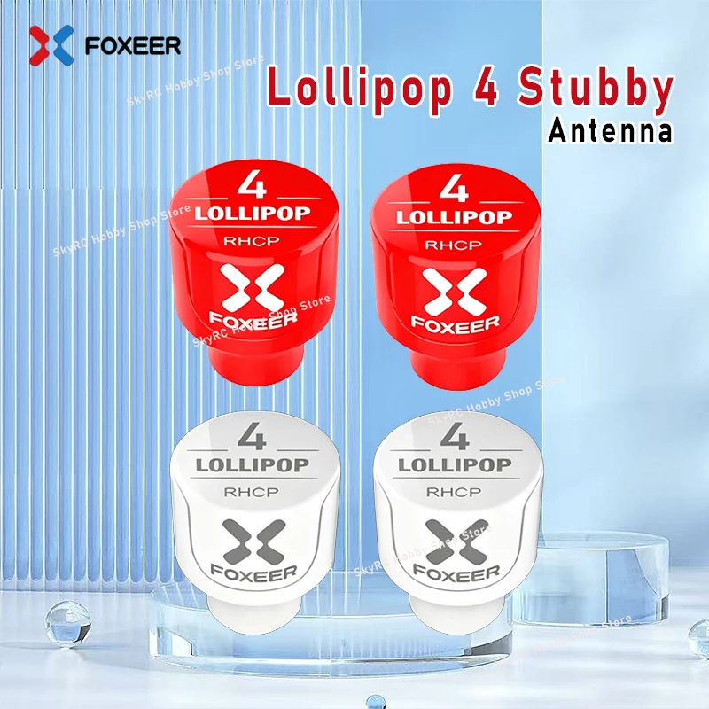 2PCS Foxeer Lollipop 4 V4 Stubby Antenna, 5.8G 2.6DBi, LHCP/RHCP, SMA/RP-SMA, Micro Mushroom Receiver Antenna for FPV RC Models