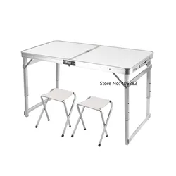 Outdoor Folding Table With 4PCS Stool Camping Aluminium Alloy Picnic Waterproof Ultra-light Durable Foldable Table Desk 120*60CM
