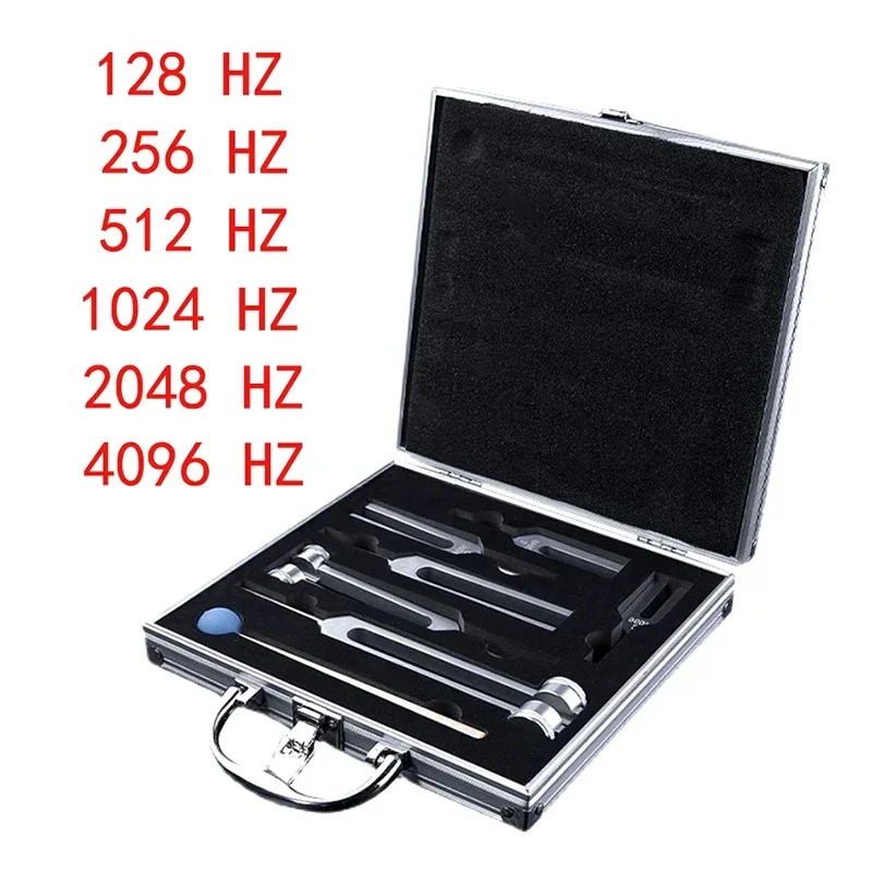 6pcs Aluminum Tuning Forks Set with Case Professional Tuning Fork Medical Sound Healing Chakras Musical Instrument 128Hz-4096Hz