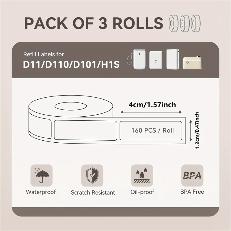 Imagem -02 - Niimbot-papel de Etiqueta Térmica Resistente a Riscos à Prova Dágua Fita Adesiva para Impressora Inteligente D110 D11 D101 h1 H1s Rolos por Conjunto