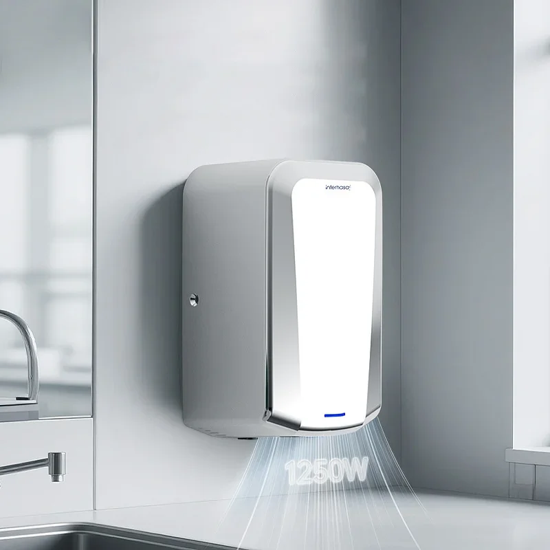 Intelligent induction 304 stainless steel hand dryer with cold and hot air switching, punching and installation of hand dryer