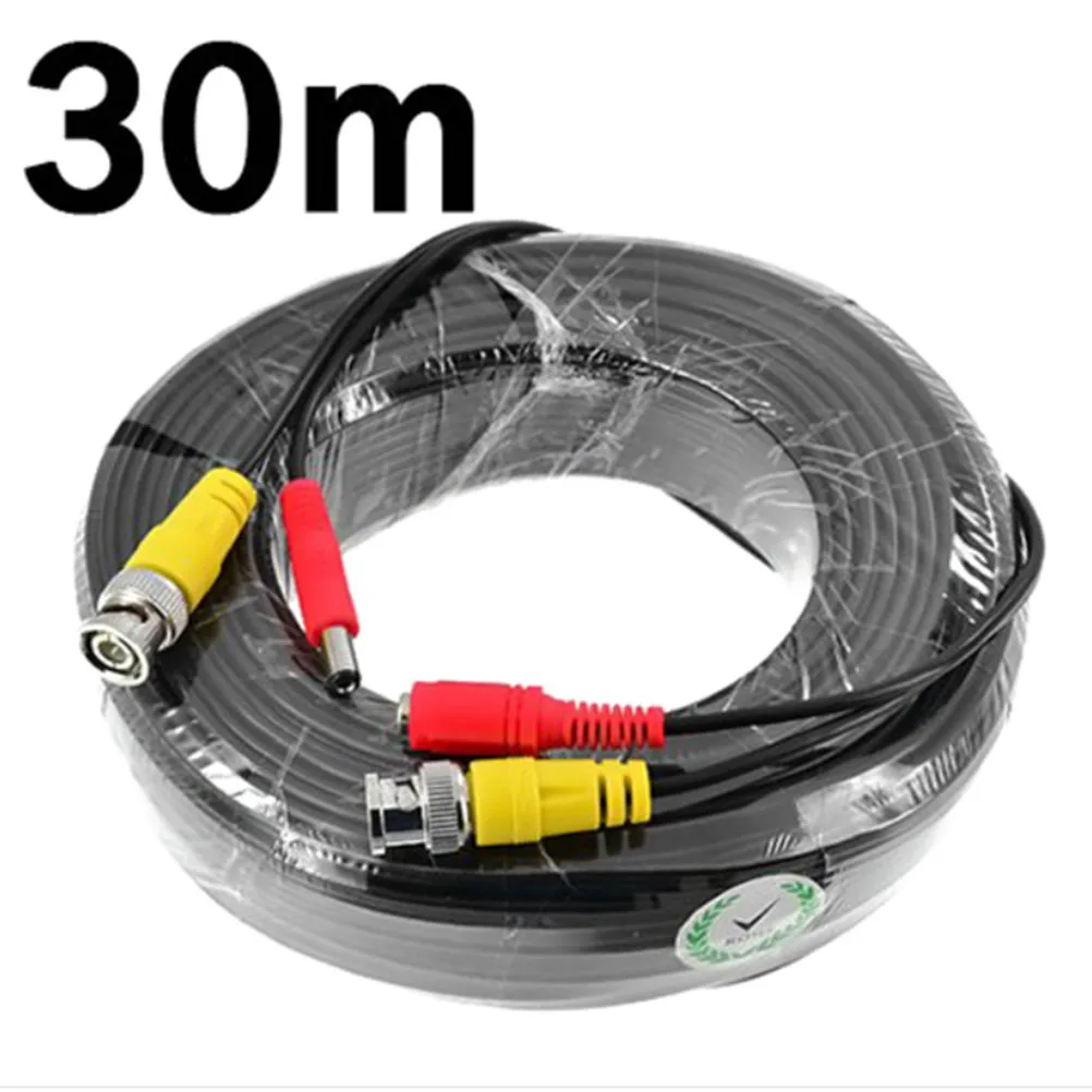 

30M Video Power Cable Cctv Surveillance 2.1Mm Dc Connector 16.4Ft Black Hard Plastic Metal Copper Core For Security Camera
