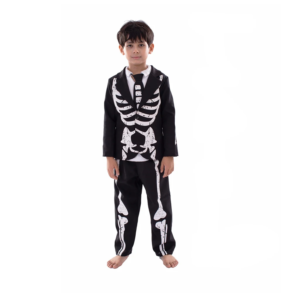 Kids Skeleton Costumes for Boys Halloween Fancy Dress Up Costume Child Glow in The Dark Skeleton Costumes