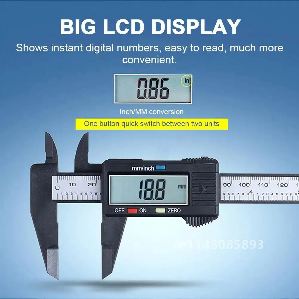 150mm 100mm Electronic LCD Digital Caliper Carbon Fiber Ruler Dial Vernier Gauge Micrometer Measuring Instrument Depth Tools