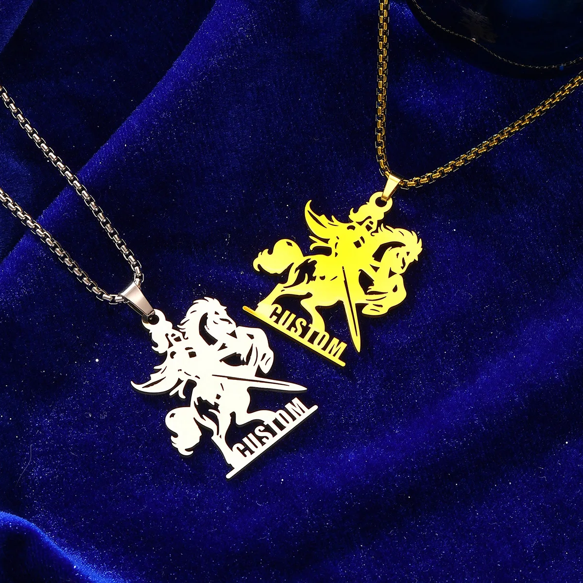 Custom Name Necklace Stainless Steel Knight Pendants Kids Nameplate Jewelry Personalised Any Design Letter Necklace