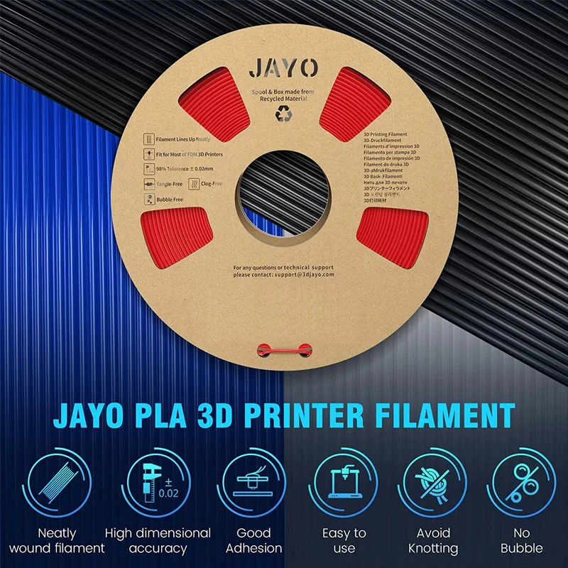 JAYO 3D Printer Filament PLA Series 1.75MM 5Rolls/10Rolls High Strength 100% No Bubble Neatly Wound for FDM DIY Gift Material