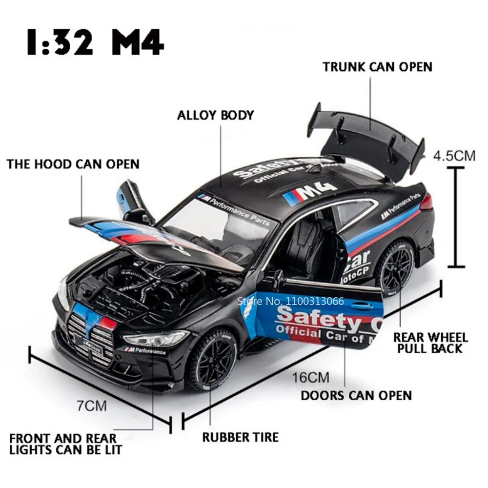 1:32 M4 Diecast Car Model Metal Toy Vehicles Models Alloy Body Pull Back Function Car Sound and Light Vehicle Toy for Boy Gifts