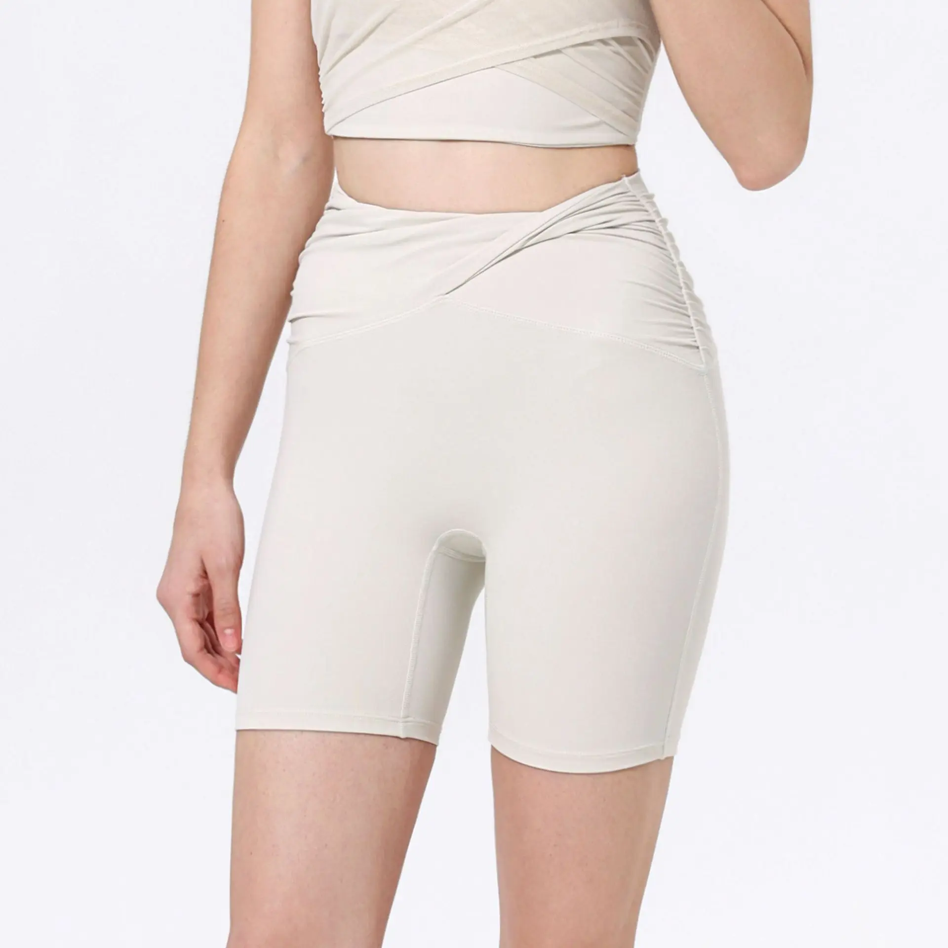 

Naked Feel Ruching Yoga Shorts for Women 4-Inch High Waisted Yoga Shorts, Booty Lifting Tummy Control Summer Workout Shorts