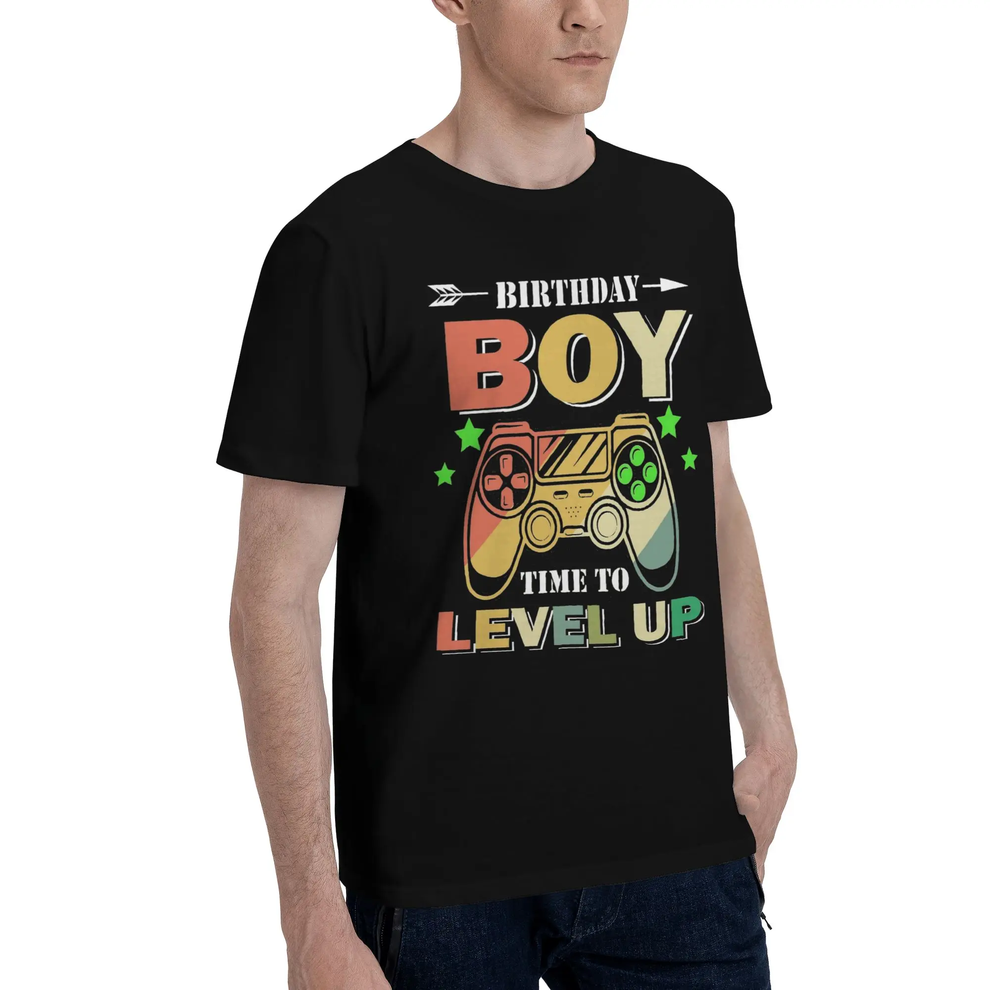 Summer Birthday Boy Time to Level Up T Shirt For Unisex Gamer Girl Boy Cotton Tee Shirt Short Sleeve Clothing