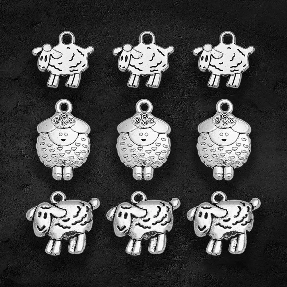 Antique Silver Plated Sheep Goat Animals Charms Jesus Pendants Diy Jewelry Making Supplies Bulk Wholesale Items Small Business