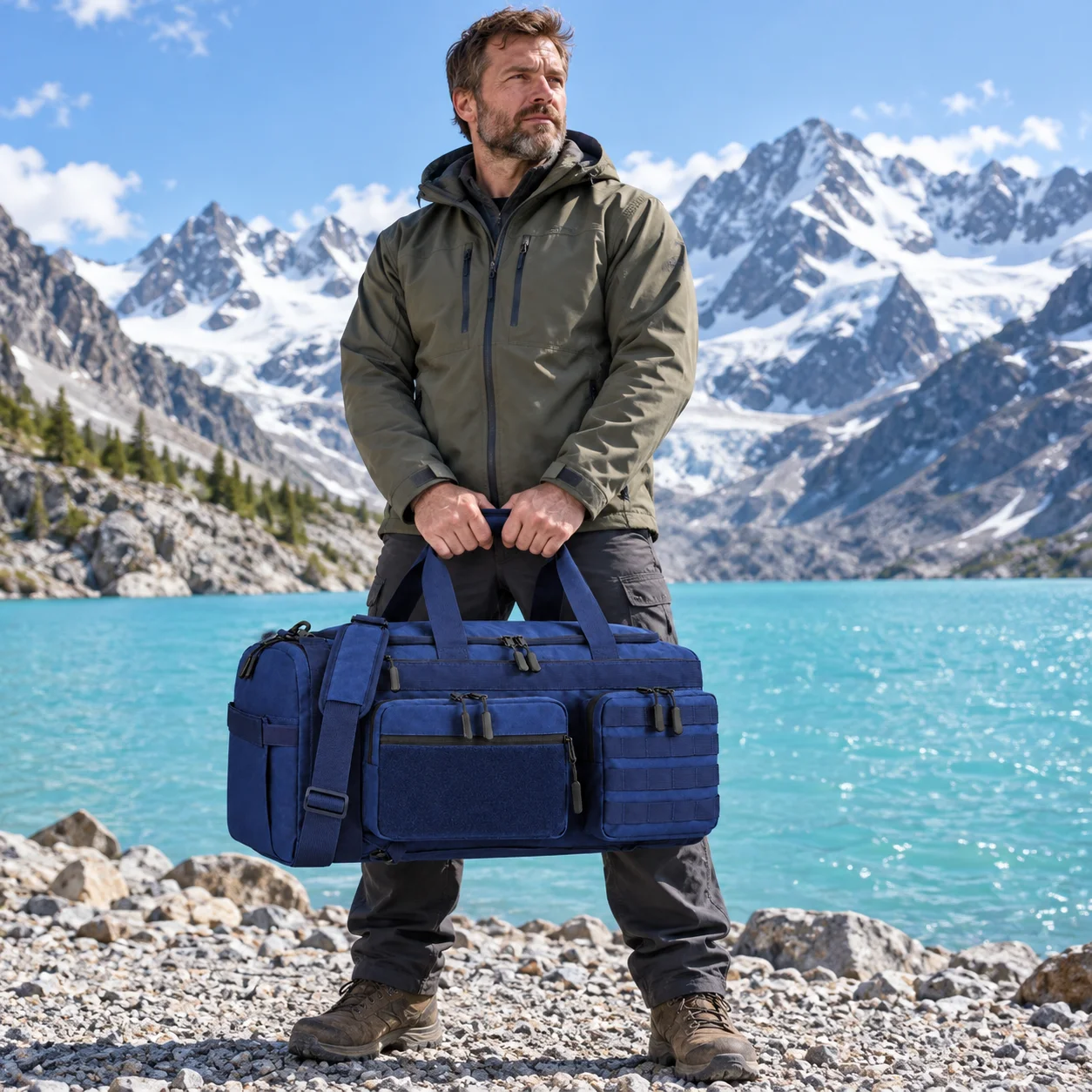 50L Luggage Duffel Bag Hiking Travel Bags Tactical Camping Backpack Outdoor Shoulder Rucksack Large Mountaineering Gym Handbags
