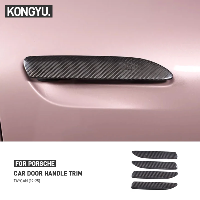For Porsche Taycan 2019-2025 Real Dry Carbon Fiber Car Exterior Door Handel Trim Cover Decoration Sticker Exterior Accessories