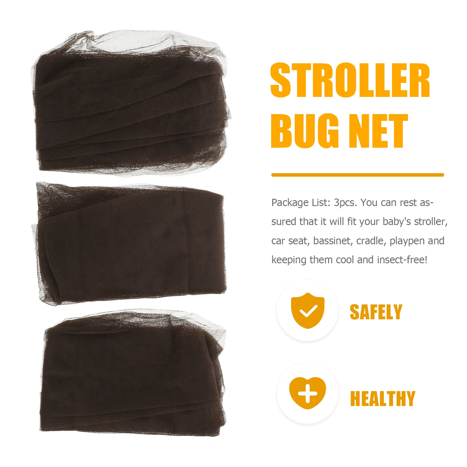 

3Pcs Baby Stroller Mosquito Net Elastic Breathable Mesh Cover Insect Protection for Infant Cradle Bassinet Stroller Net