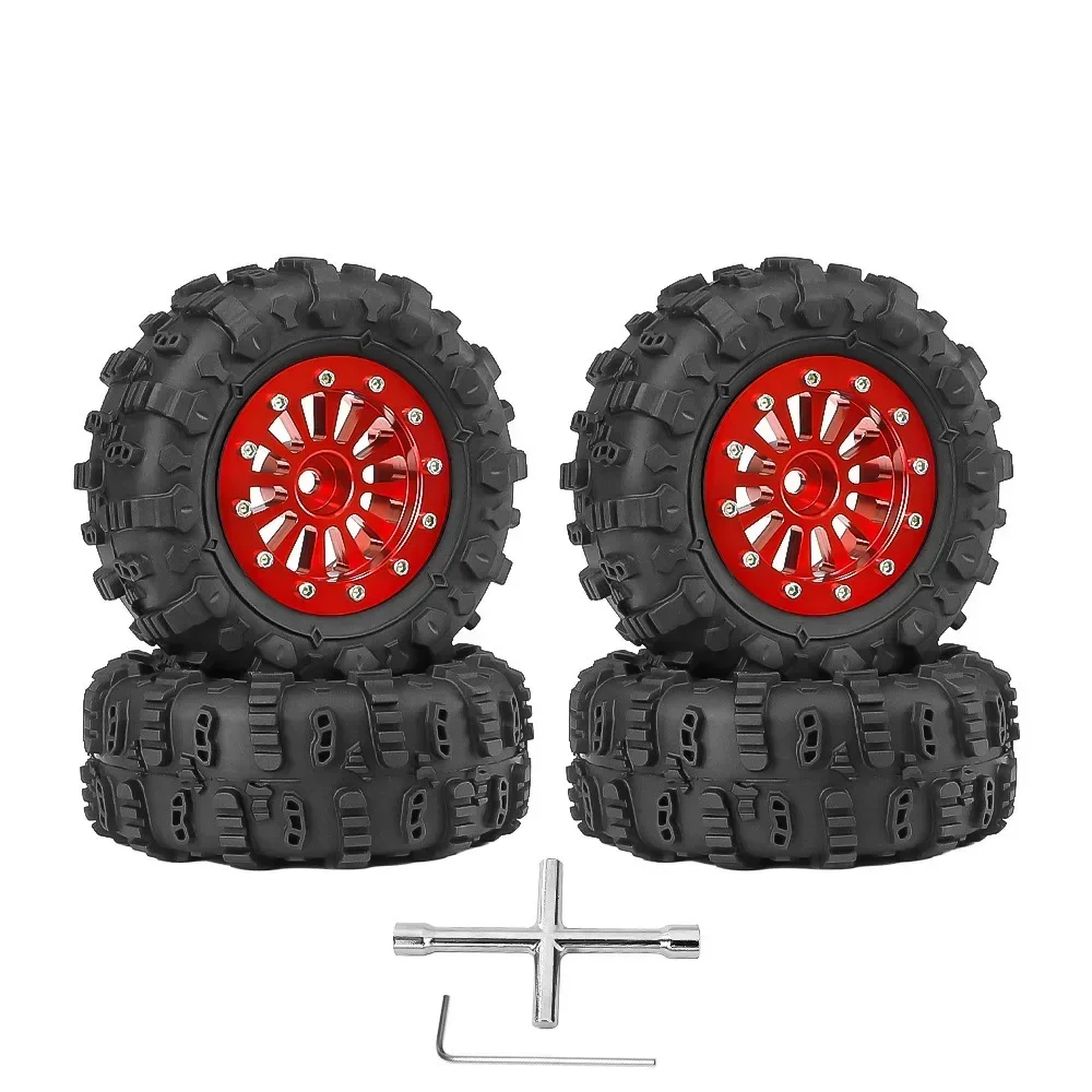 Conjunto de pneus de roda Beadlock de metal, 4 unidades, 65mm 1.3 "para carro crawler 1/18 1/24 RC TRX4M SCX24 AX24 FCX24 peças de atualização