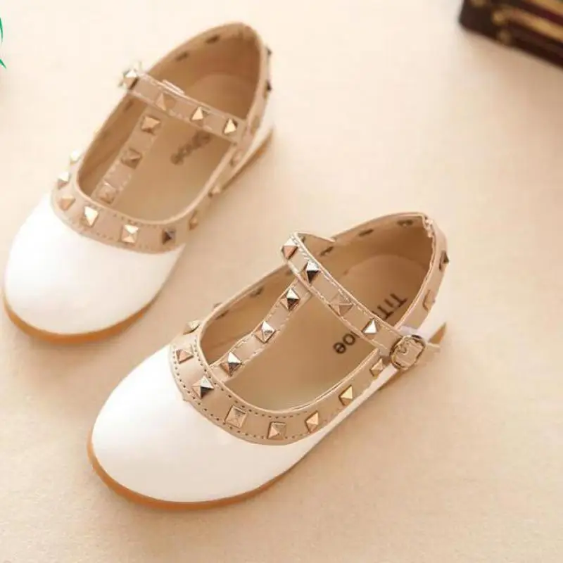 children casual shoes girls spring autumn leather shoes fashion Rivet princess baby shoes Kids girls sandals