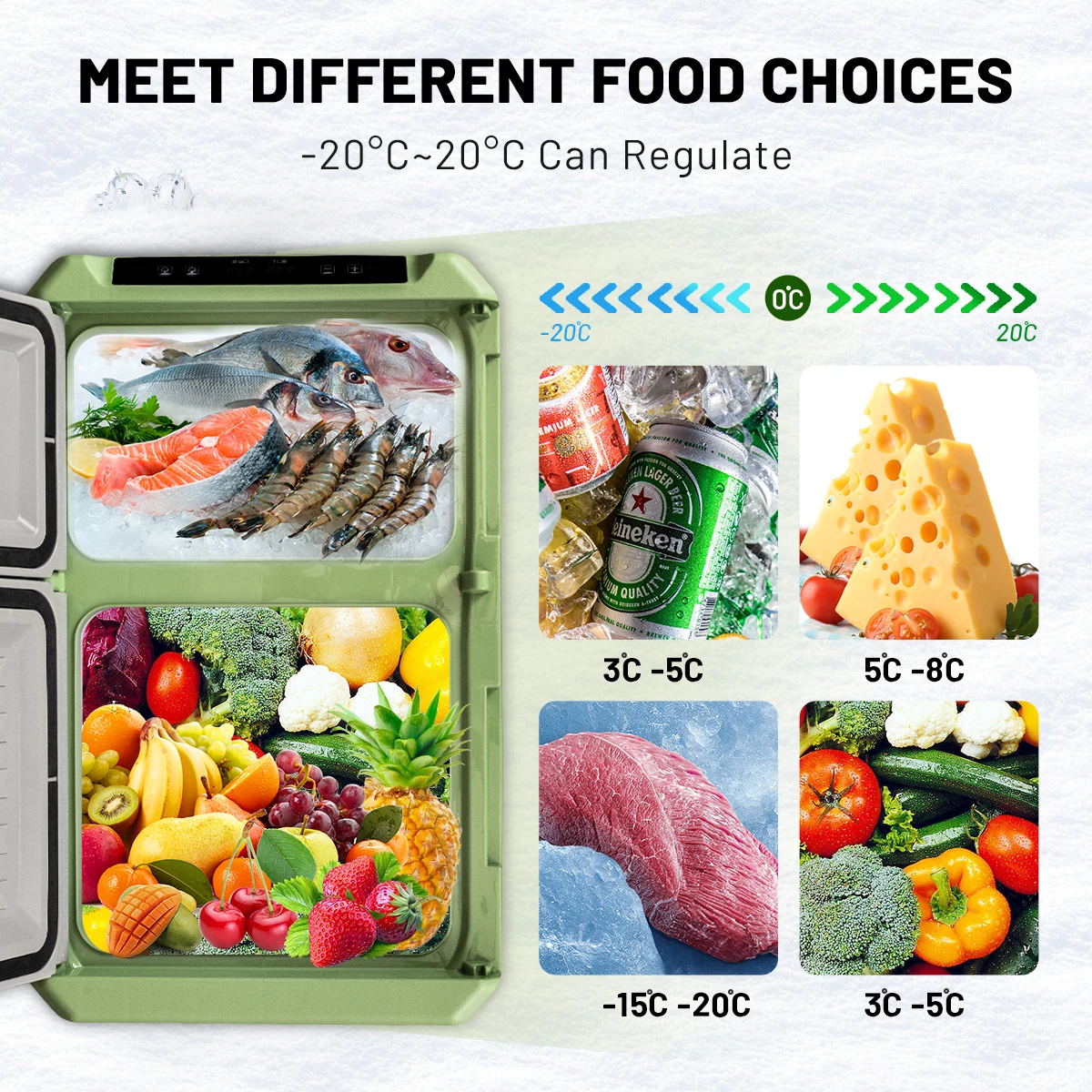 Alpicool XD45 12v DC Compressor Outdoor Refrigerator Freezer OEM ODM Dual Zone Camping Portable Mini Car Fridge