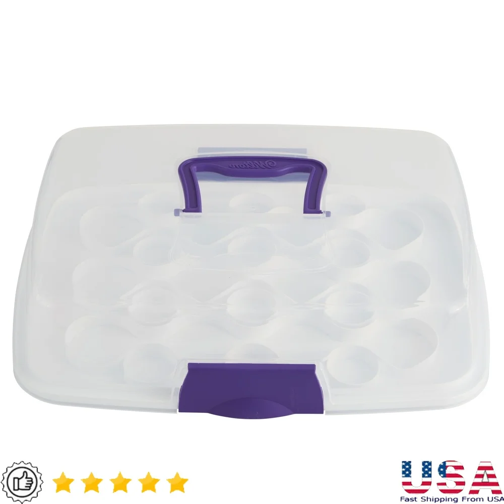 

Versatile Oblong Cake Cupcake Carrier Plastic Food Storage Container Parties Desserts Kitchen Use 9x13 Inch Capacity