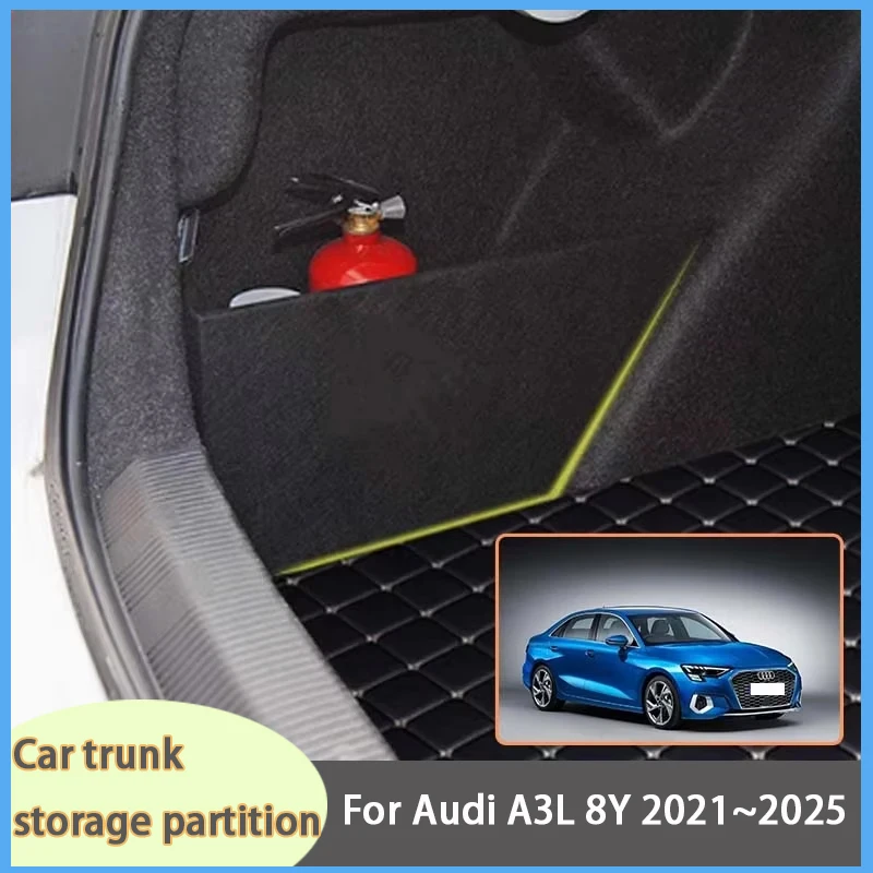 

For Audi A3L 8Y 2021~2025 2022 2023 Car Upgrade Organizer Trunk Side Partition Trunk Interior Storage Box Parts