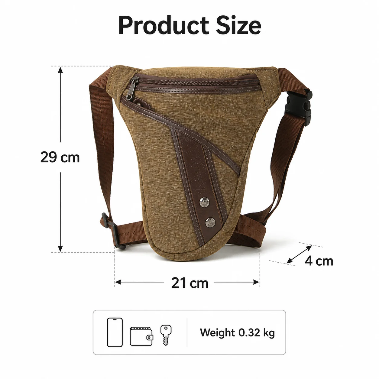 Men Canvas Drop Leg Bag Military Motorcycle Waist Fanny Pack Multi-purpose Crossbody Hip Bum Shoulder Bag - view 5