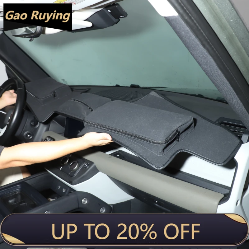 

Gao Ruying For Land Rover Defender 90 110 130 20-25 Car Dashboard Sunscreen Pad with Zipper Storage Bag Interior Car Accessories