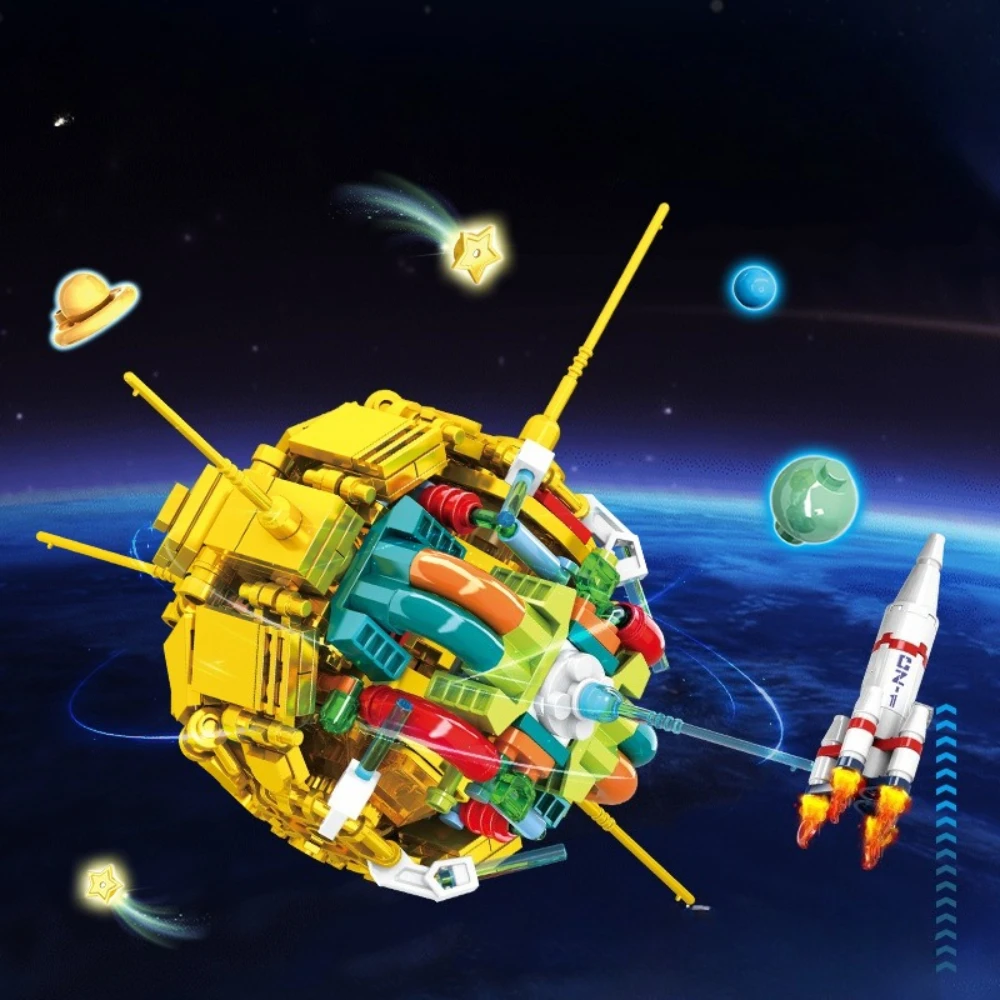 MOC universo espacio planeta cohetes satélites artificiales juego de bloques de construcción ciencia aeroespacial explorar juguete niños regalo de cumpleaños