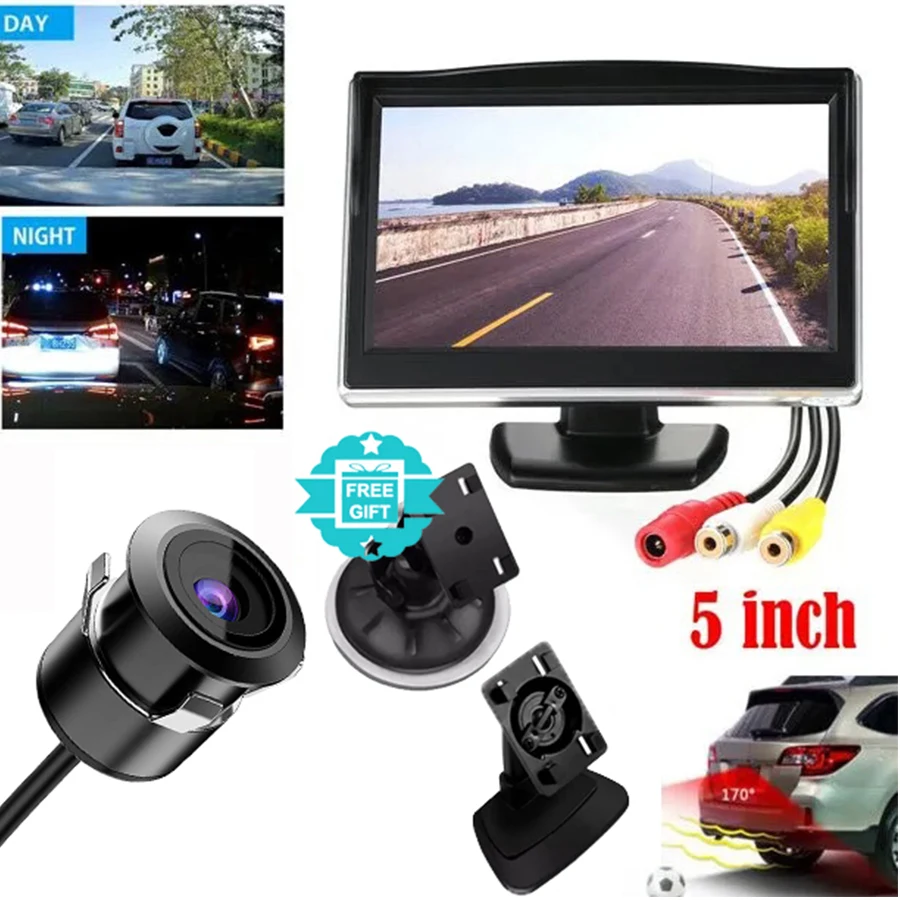 

5" HD Monitor with Night Vision Wired Backup Camera - Perfect for Easy Parking and Clear Rear View