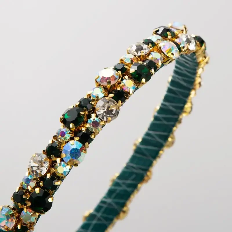 高級クリスタルラインストーンラップヘッドバンドファッションヘアアクセサリー女性のためのトレンドファインエッジヘアバンドヘアバンドフープガール