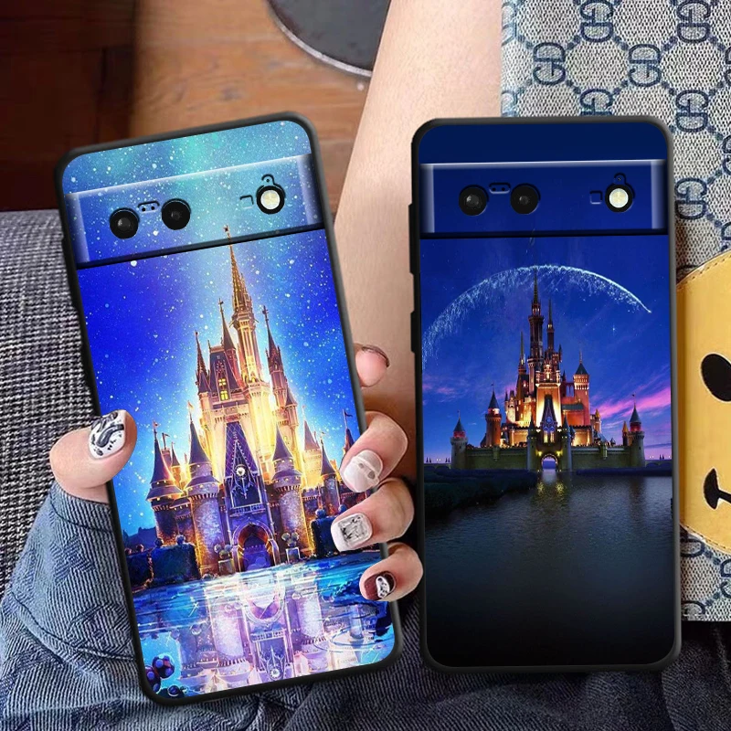 Disney Castle Phone Case For Google Pixel 8 7 Pro 6 Pro 6A 5A 5 4 4A XL 5G Black Soft Cover Fundas Cover