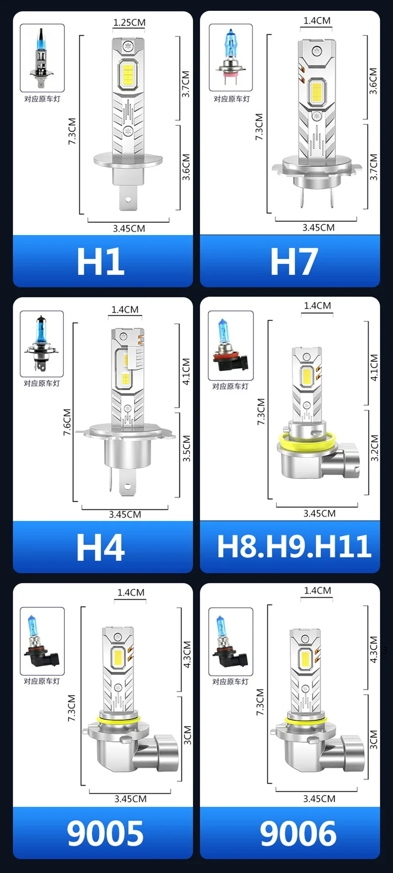 H7 H4 H1 Led Scheinwerfer Lampen Mini Wireless 4500000LM 6000K CSP für Auto Scheinwerfer Auto Diode Lampen H11 9006 led 12V Automobil – Detail 11