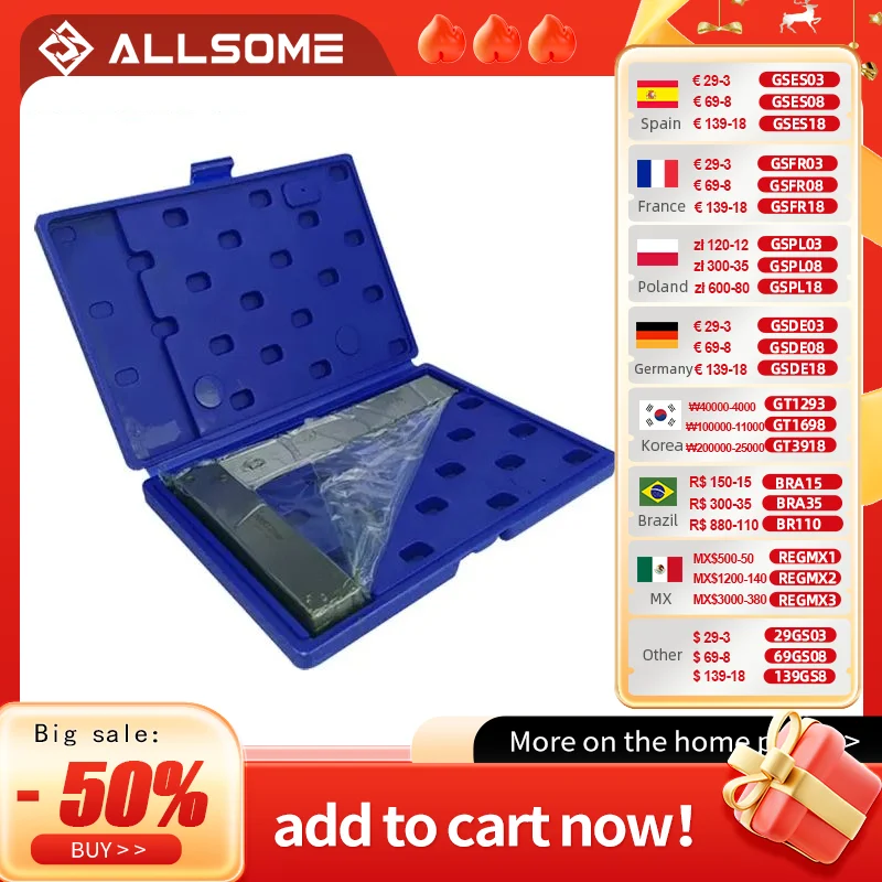 ALLSOME Machinist Square 90 Degree Right Angle Engineer Set Precision Ground Steel Hardened Angle Ruler HT2059-2064