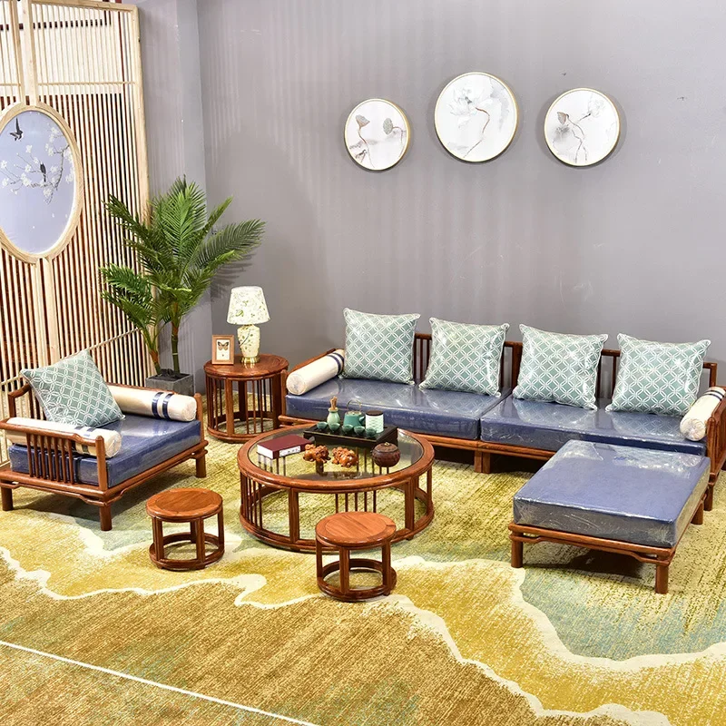 Yjq1 Song-style aesthetic rosewood solid wood sofa combination movable Zen homestay living room furniture