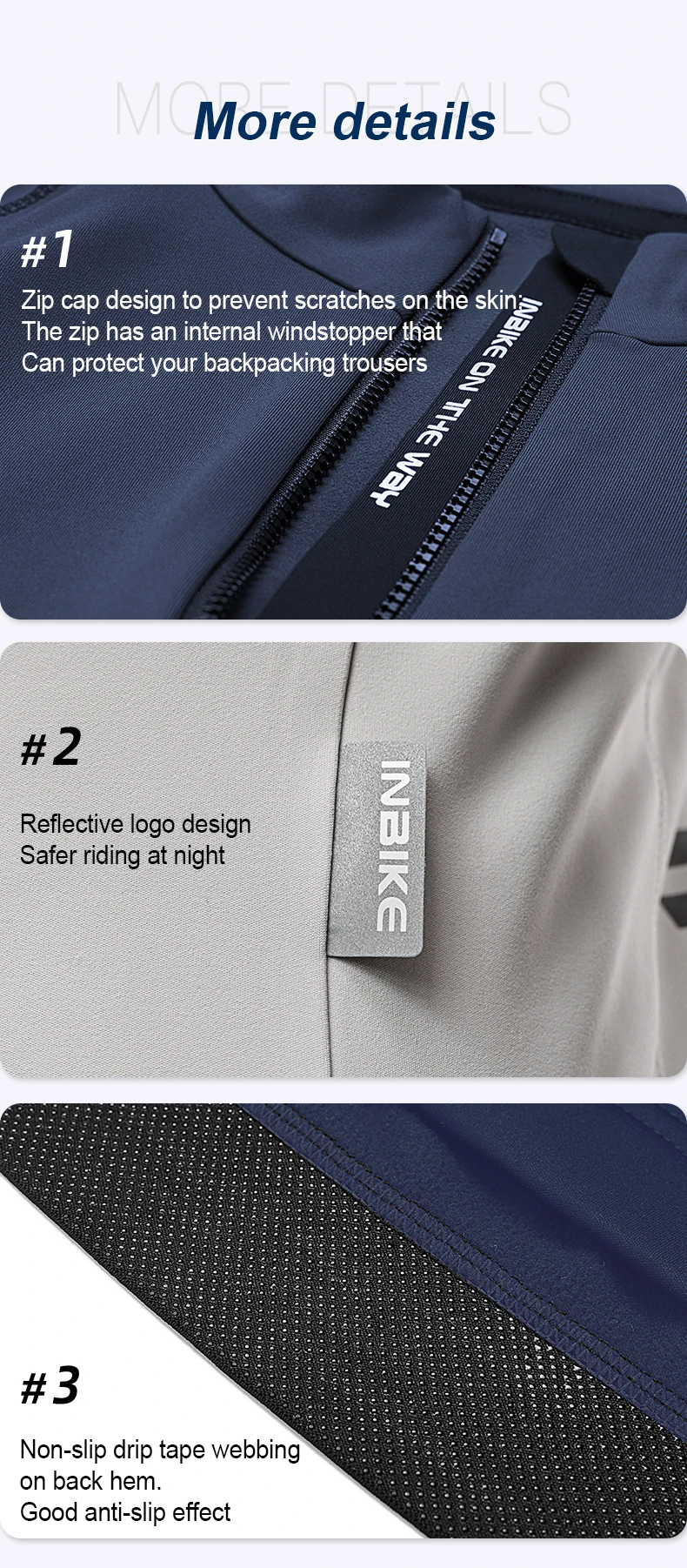 INBIKE Fleece Herren Radtrikot Winter Radfahren Sets Warm Langarm Anzug Soad Bike Fahrradjacke Overalls Reitanzug – Detail 10
