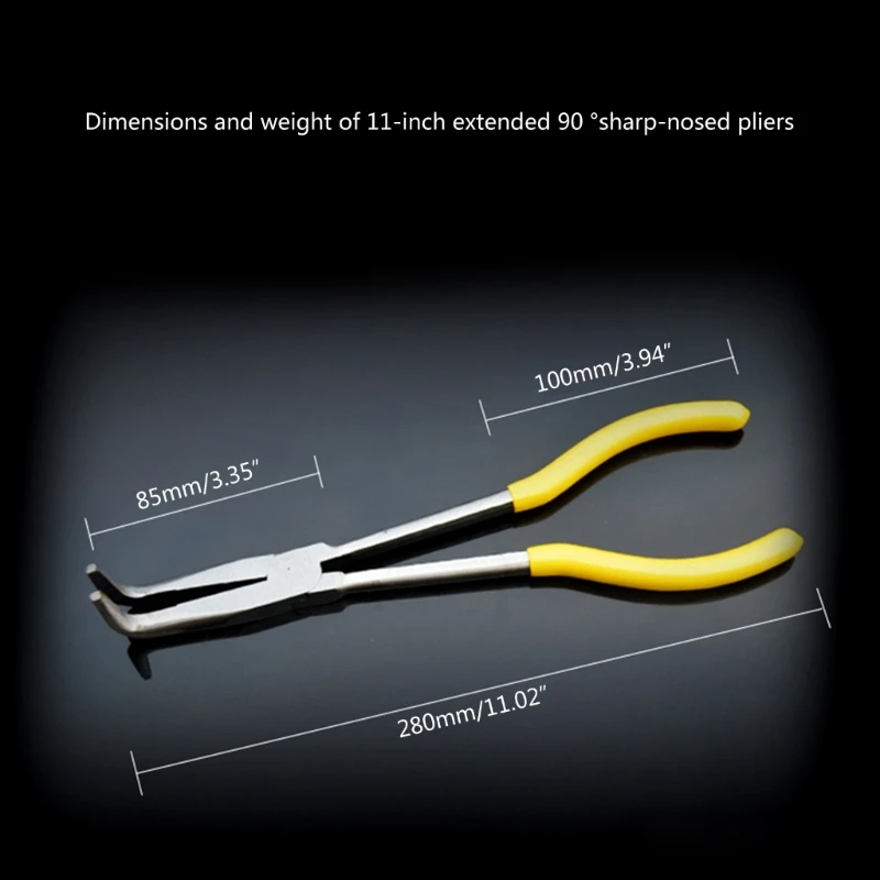 5Pieces 11 Inch Long Nose Pliers Bent Nose Plug Cable Puller Long Needle Nose Pliers Wire Cutter Hose Clamp Hand Tools