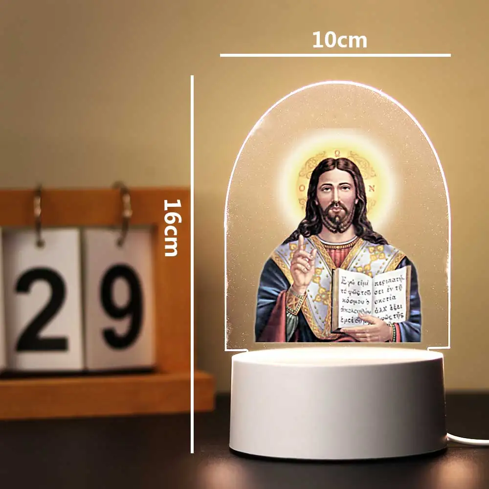 Jesus Night Light For Home Room Decoration Nightlight 3D With Crack Base Bedroom Decor