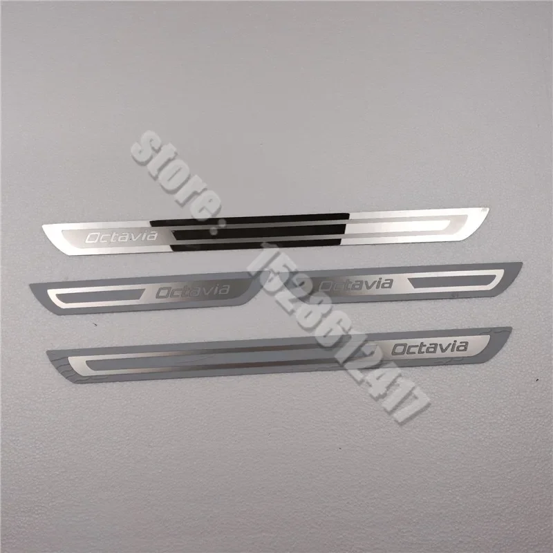 

for Skoda Octavia a5 a6 2007- 2014 Door Sill Scuff Plate Guard Stainless Steel Kick Pedal Sticker Car Styling Accessories