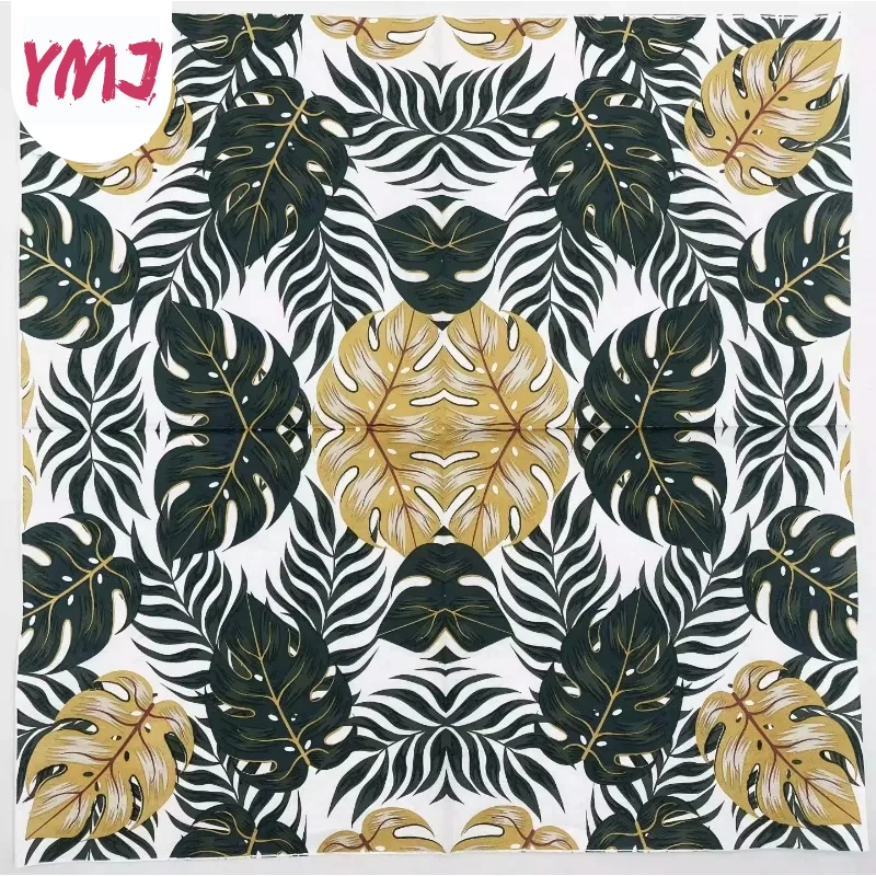 Colourful Printed Napkins Leaves 2 Layers Wood Pulp Paper Folding Disposable Paper Placemats Party Paper Napkins 20pcs/pac 33cm