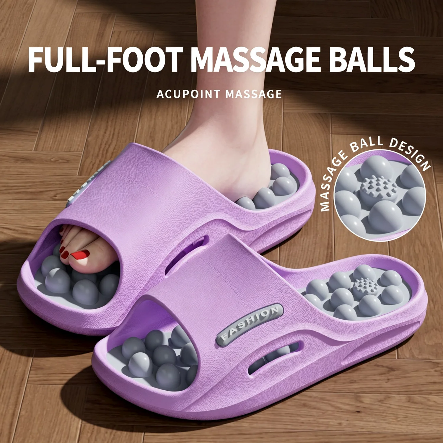 Badezimmer-Massage-Hausschuhe für Männer und Frauen, weiche, elastische Akupressur-Fußmassage-Sandalen, rutschfeste Dusch-Slides, schnelltrocknend, Hausschuhe für zu Hause – Detail 24