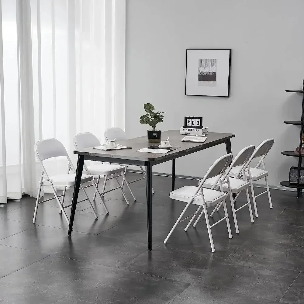 Folding Chair (1-2 Pack) Vinyl Padded Seat Metal Frame Home Office, White,Heavy Duty and Durable,Hinge Fold